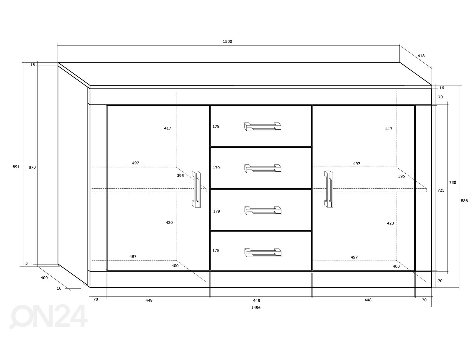 Комод Skibbereen 150 cm увеличить размеры