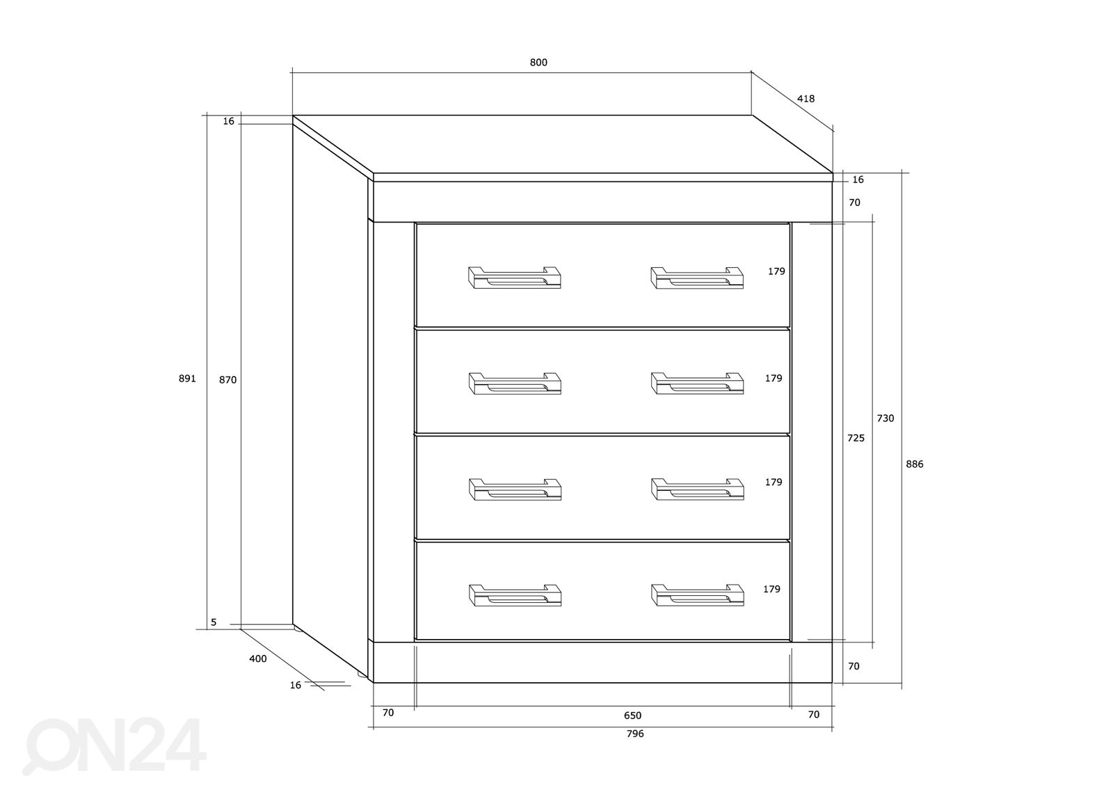 Комод Skibbereen 80 cm увеличить размеры