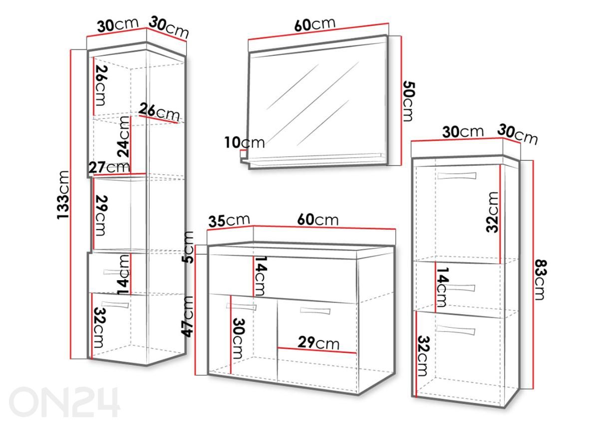 Комплект в ванную комнату Alba увеличить размеры
