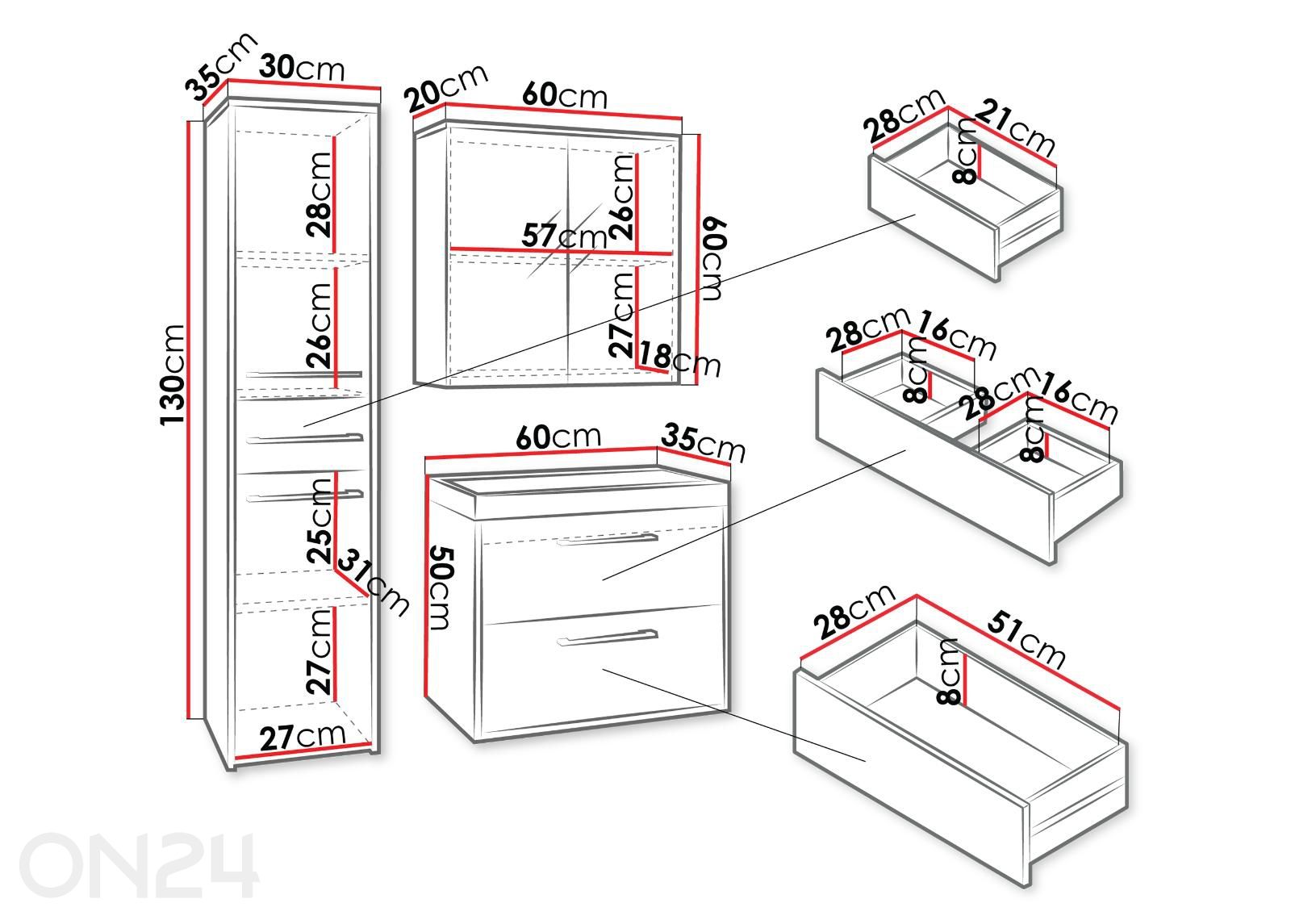 Комплект в ванную комнату Canada I + LED увеличить размеры