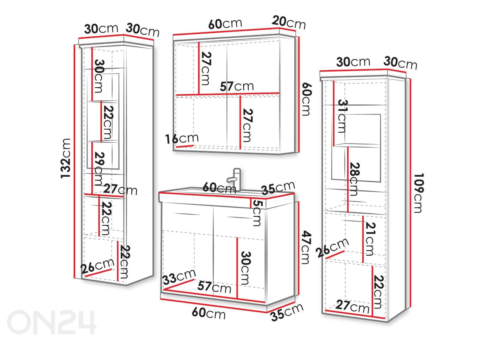 Комплект в ванную комнату Madrit II + LED увеличить размеры