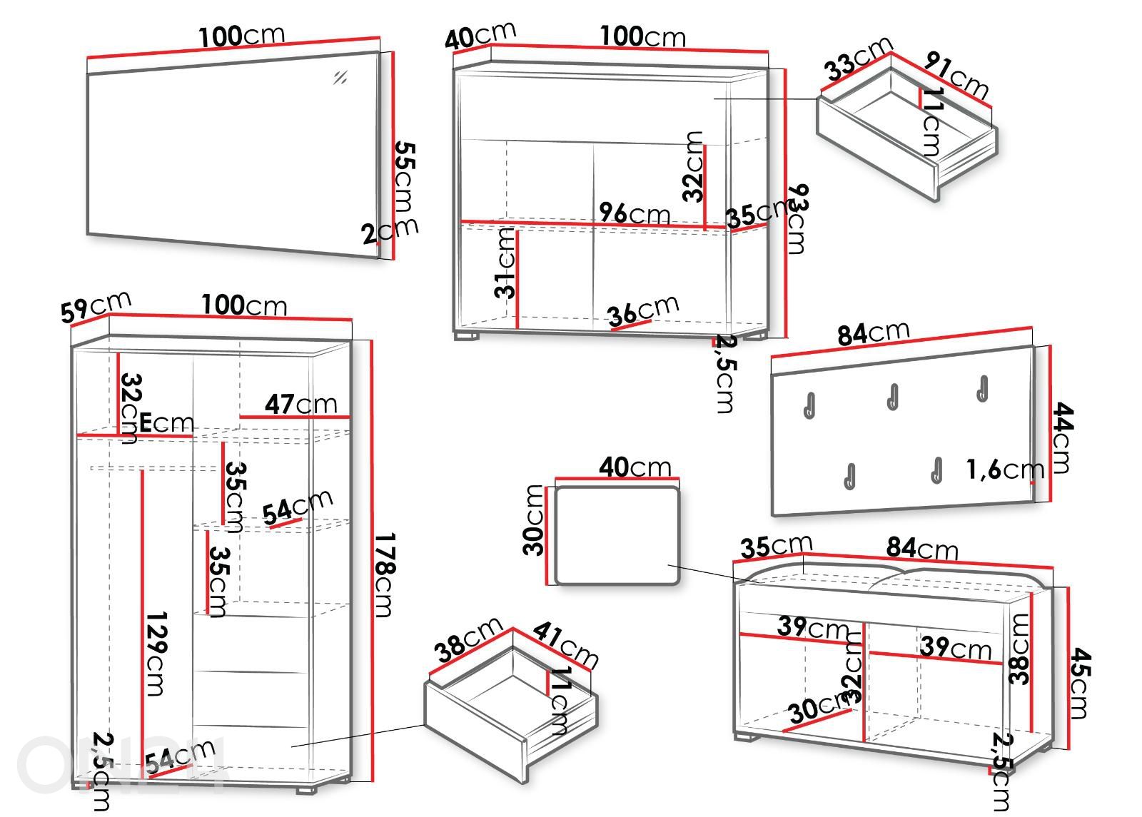 Комплект в прихожую Gesita V увеличить размеры
