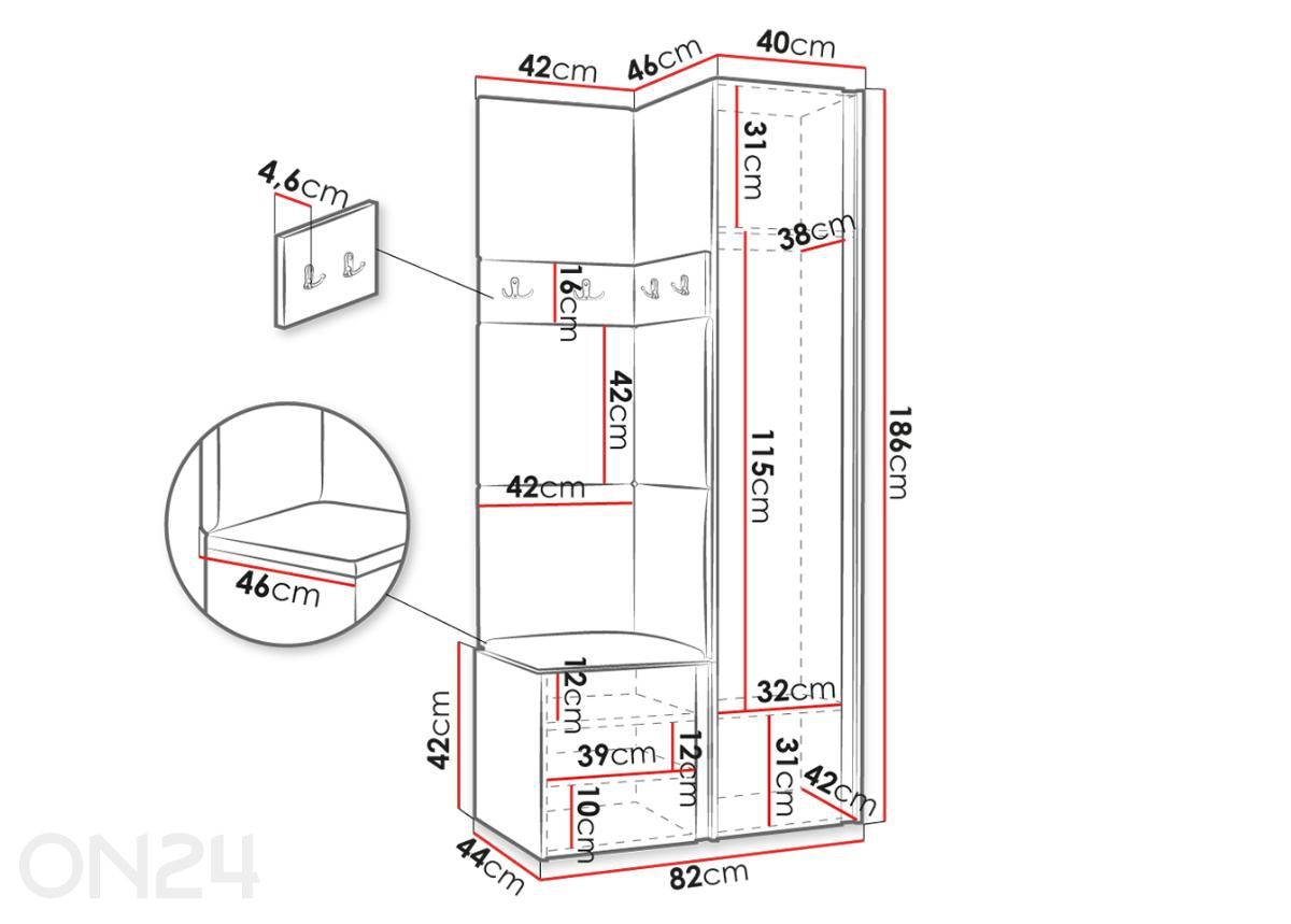 Комплект в прихожую Orion XXV увеличить размеры