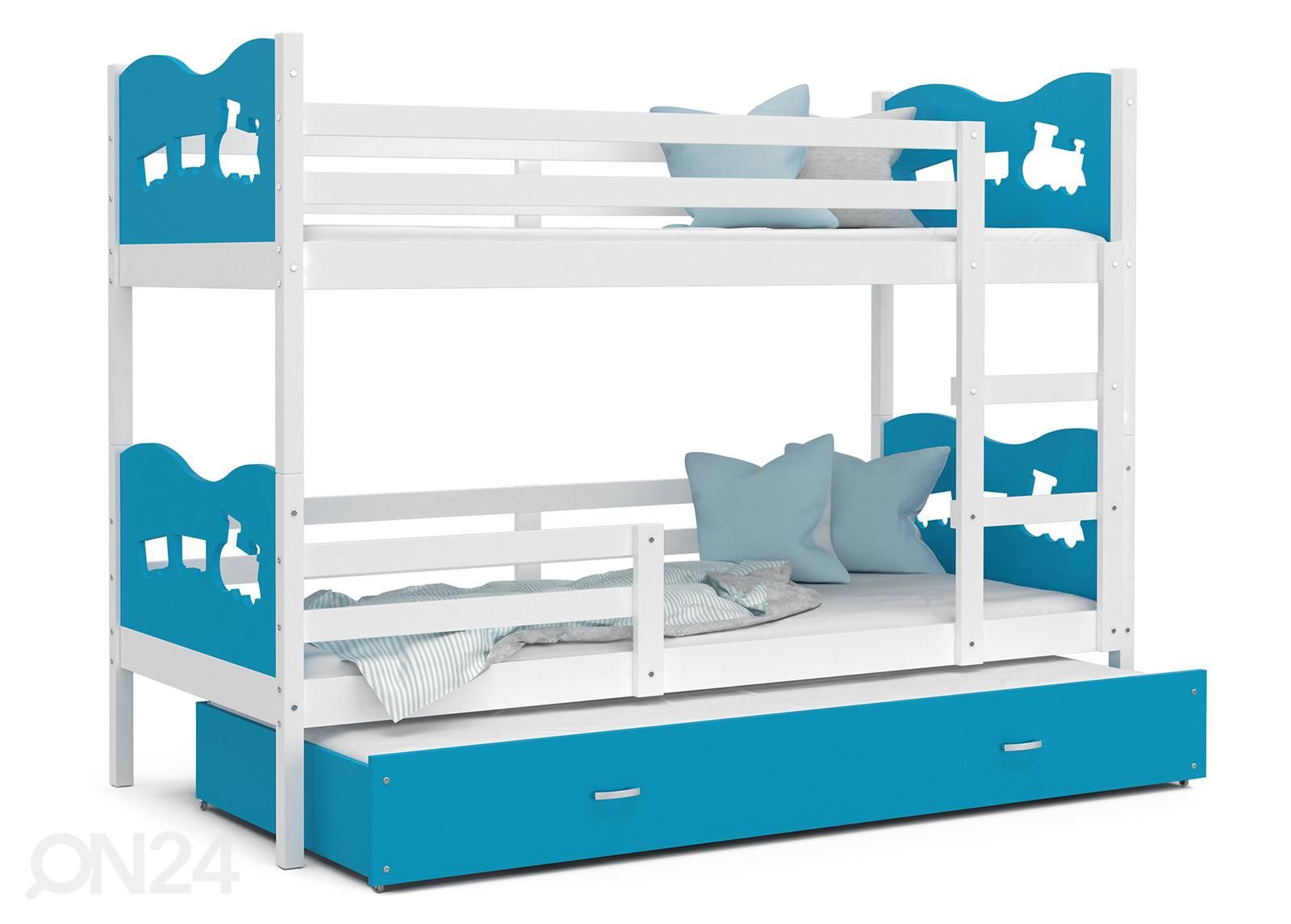 Комплект двухъярусной кровати 80x190 cm, белый/синий увеличить