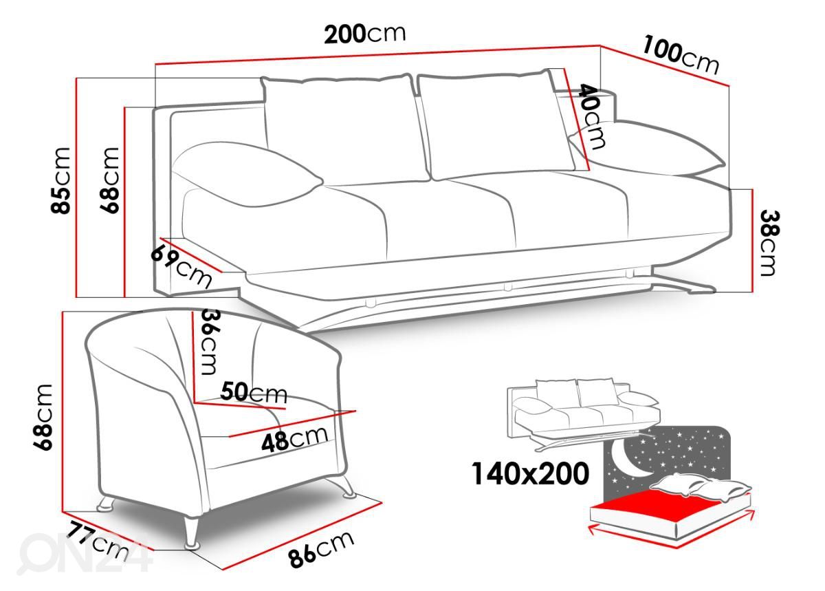 Комплект диванов 3+1+1 увеличить размеры