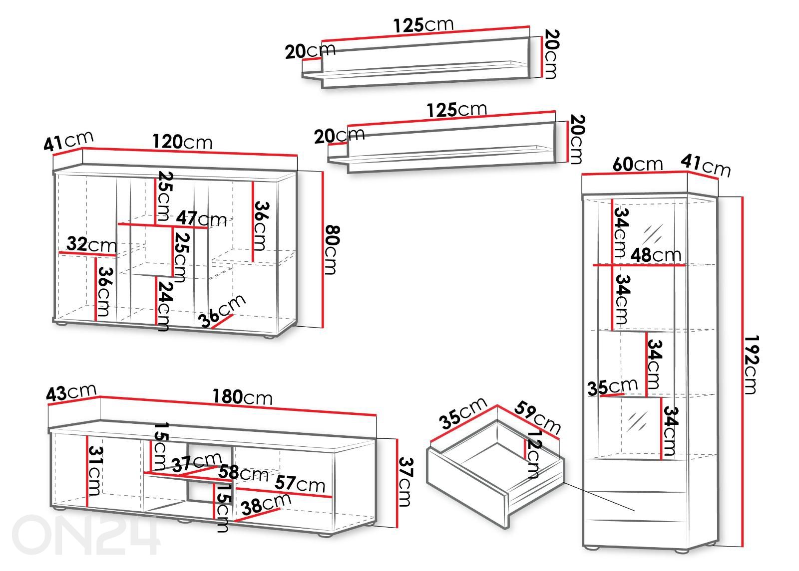 Комплект для гостиной Soho IX + LED увеличить размеры