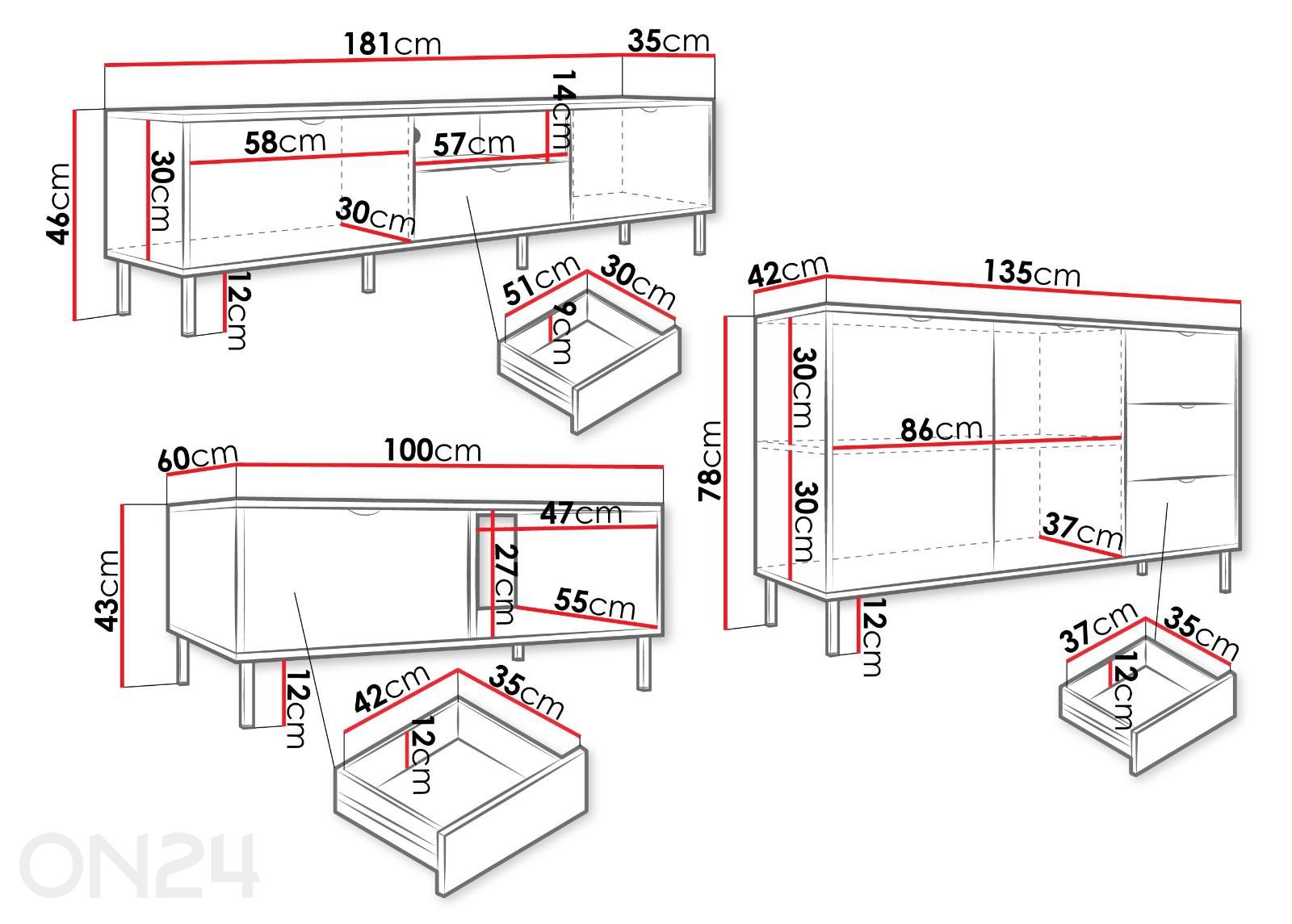 Комплект мебели для гостиной Wera увеличить размеры