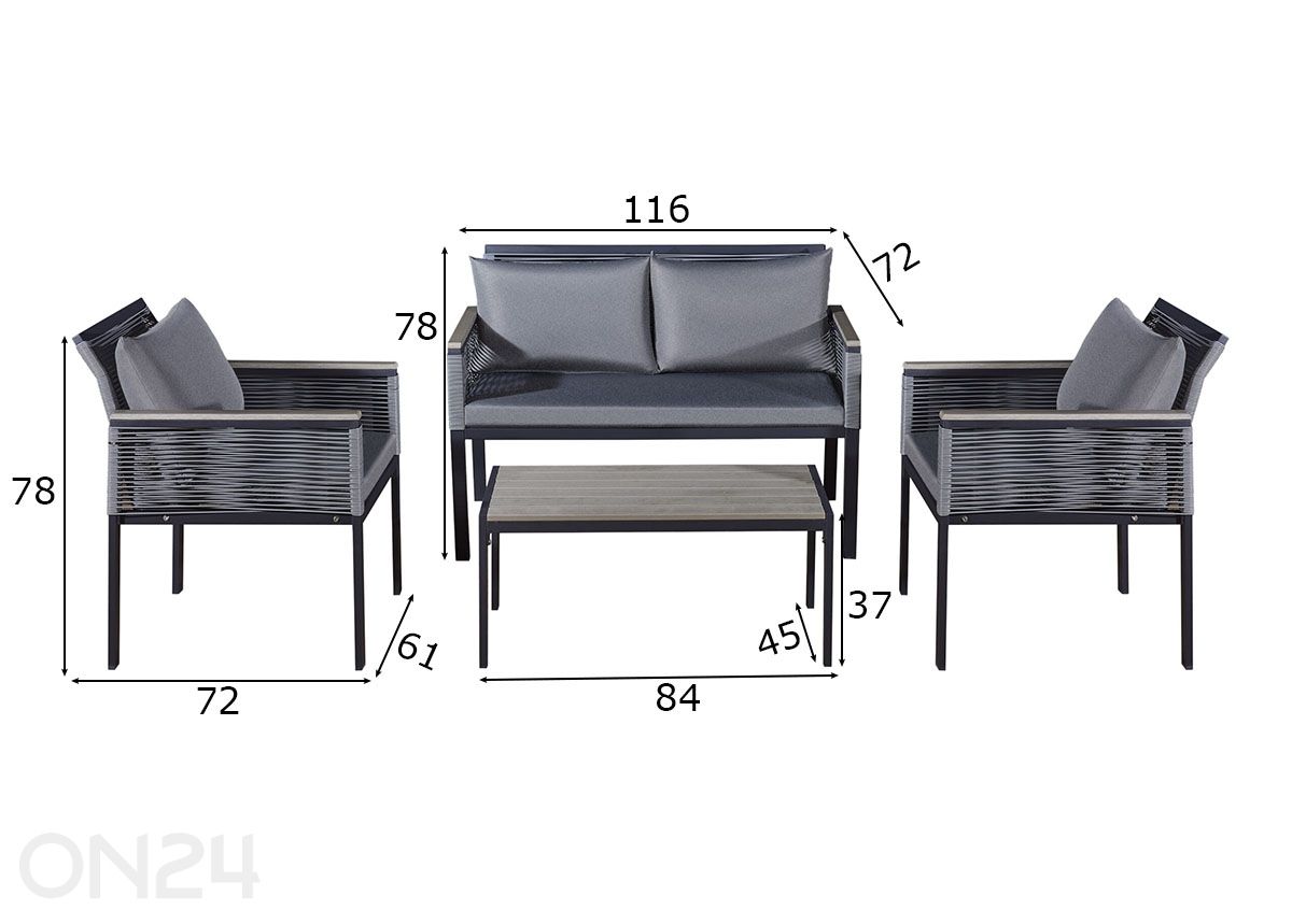 Комплект садовой мебели Corto увеличить размеры