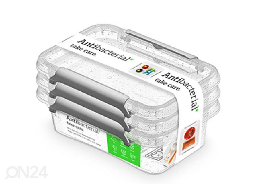 Контейнер для хранения Orplast Antibacterial 350 мл, 3 шт., 15x9,5xh7,5 см увеличить