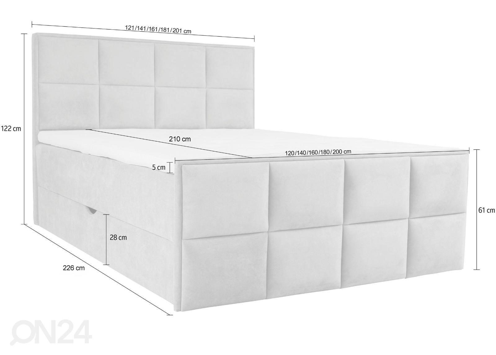 Континентальная кровать с ящиком для хранения Helena 200x210 см увеличить размеры