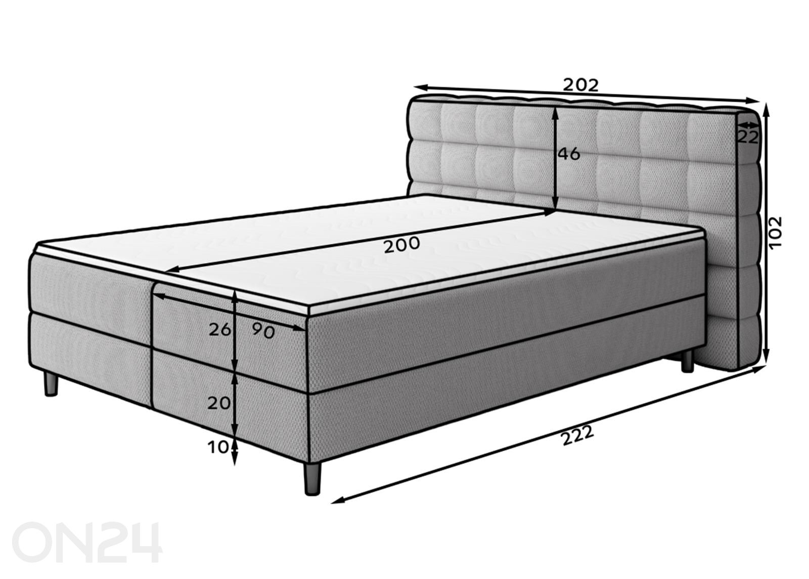 Континентальная кровать с ящиком Camma 180x200 см увеличить размеры