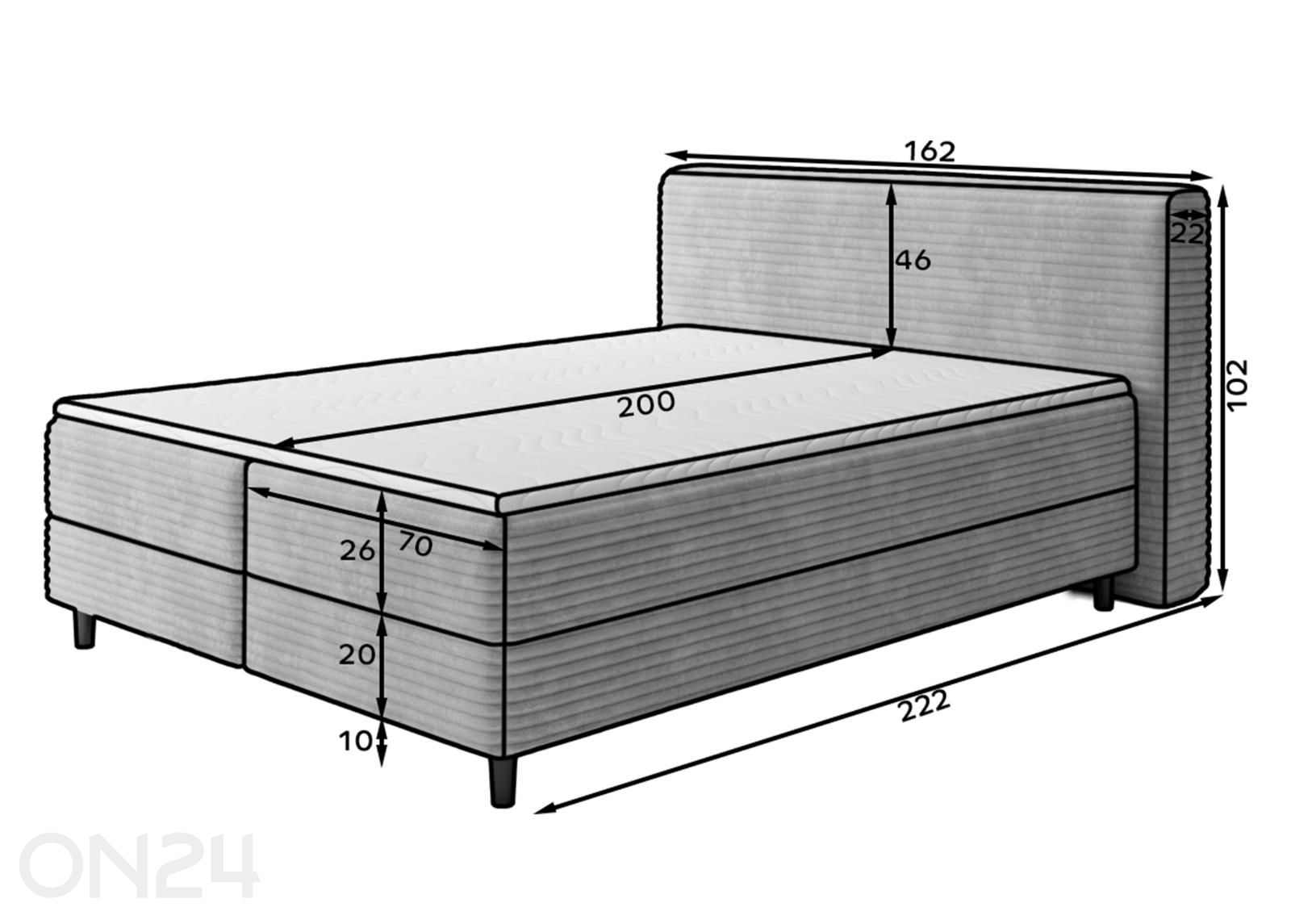 Континентальная кровать с ящиком Cortiko 140x200 см увеличить размеры
