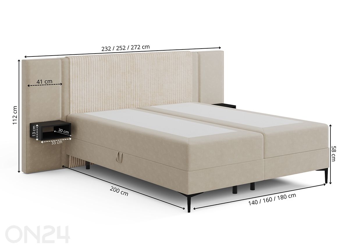 Континентальная кровать с ящиком RELAX 140x200 cm увеличить размеры