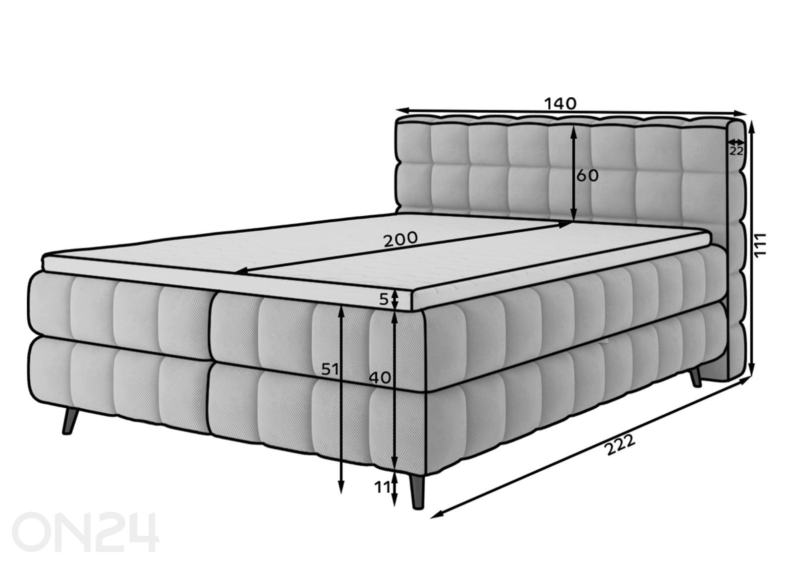 Континентальная кровать с ящиком Sabeno 140x200 см увеличить размеры