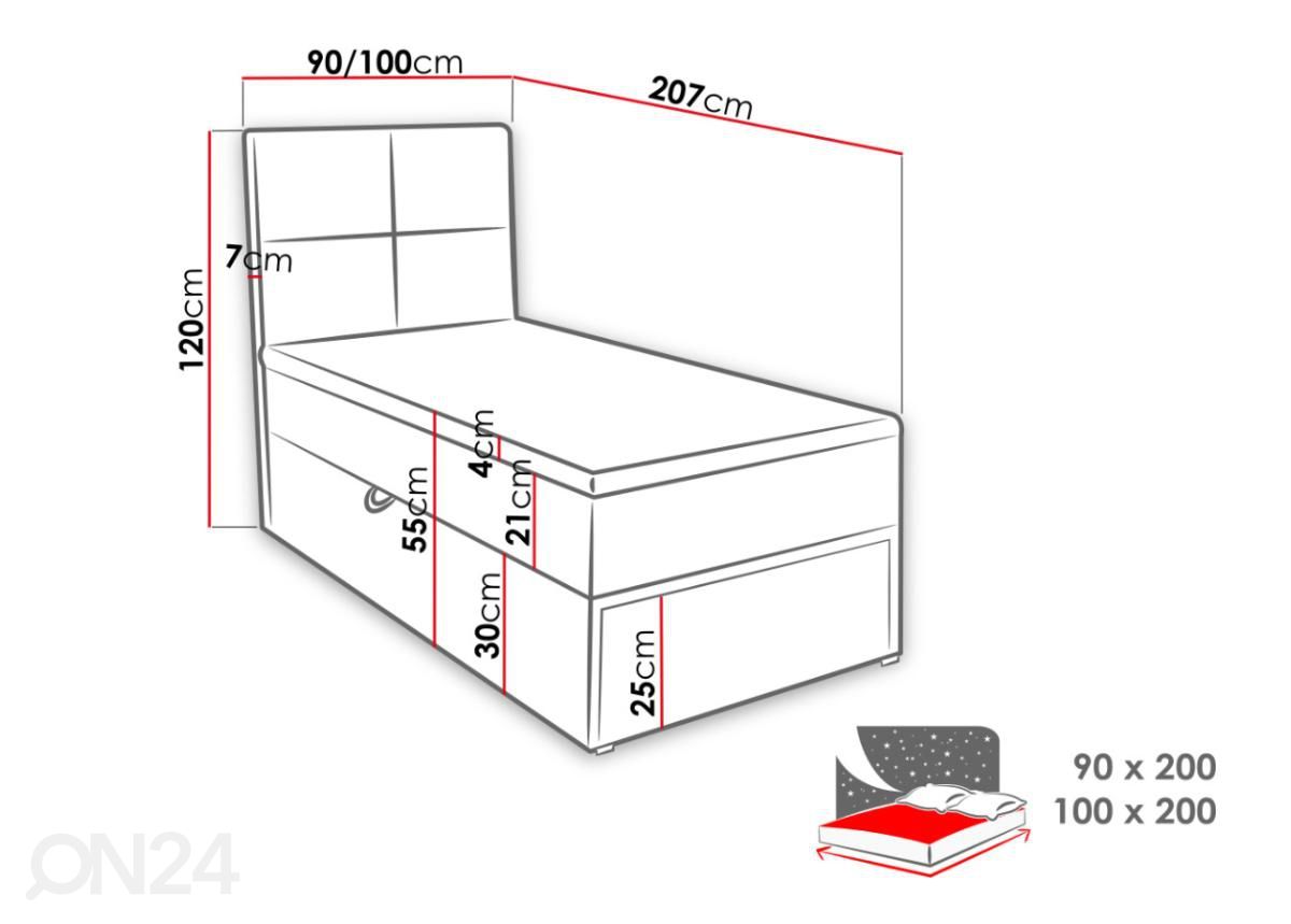 Континентальная кровать 100x200 cm увеличить размеры