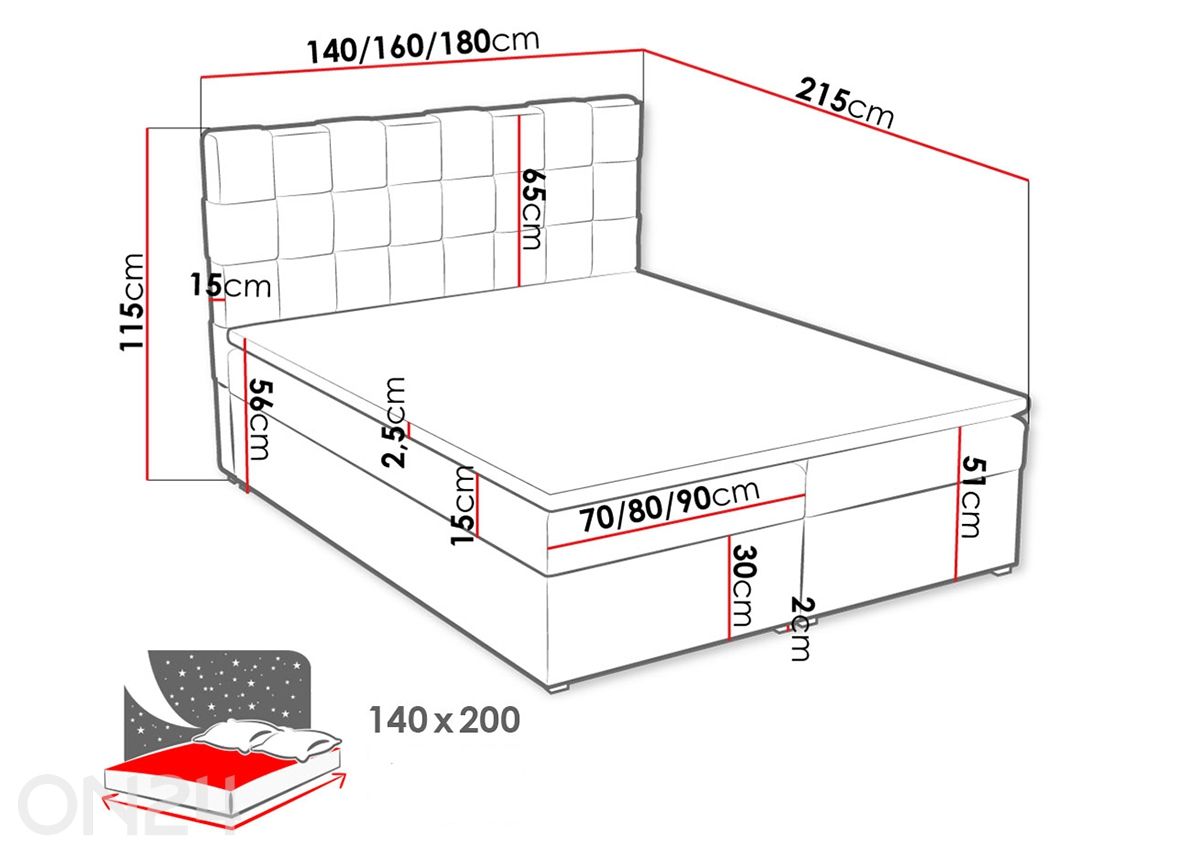Континентальная кровать 140x200 см увеличить размеры