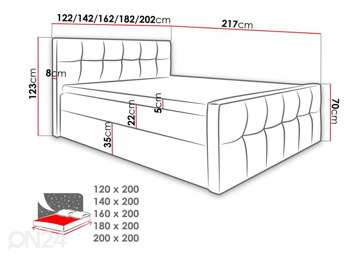 Континентальная кровать 140x200 cm увеличить размеры