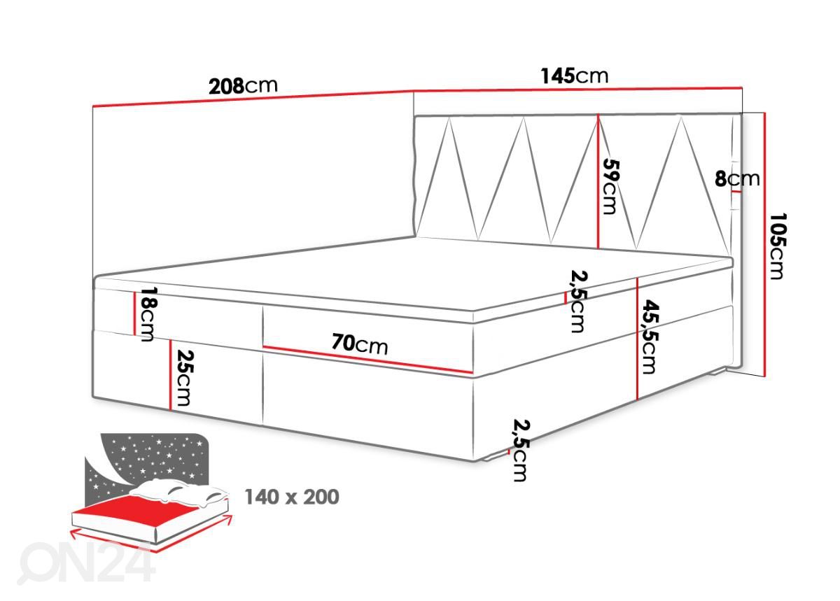 Континентальная кровать 140x200 cm увеличить размеры