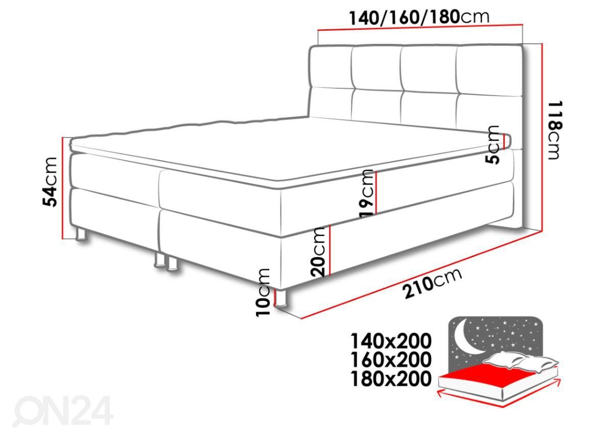 Континентальная кровать 160x200 cm увеличить размеры