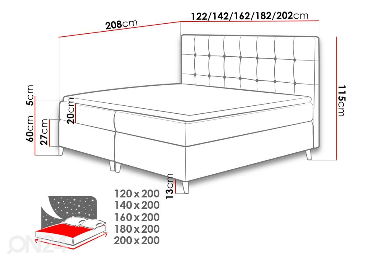 Континентальная кровать 160x200 cm увеличить размеры