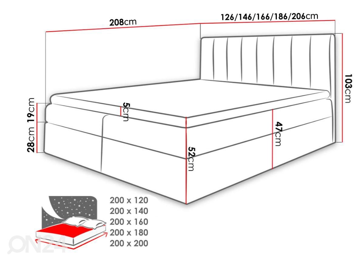 Континентальная кровать 160x200 cm увеличить размеры