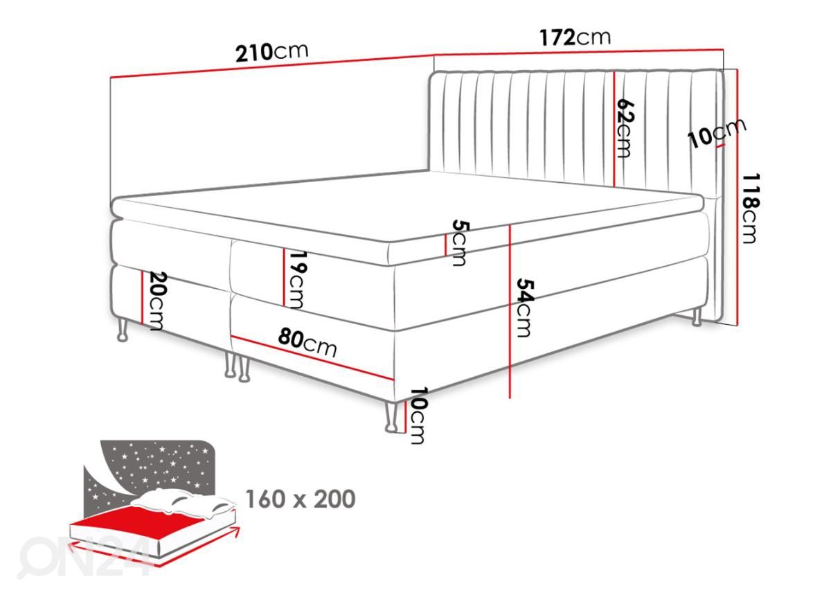 Континентальная кровать 160x200 cm увеличить размеры
