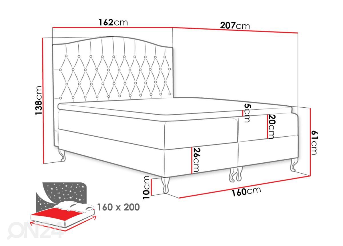 Континентальная кровать 160x200 cm увеличить размеры