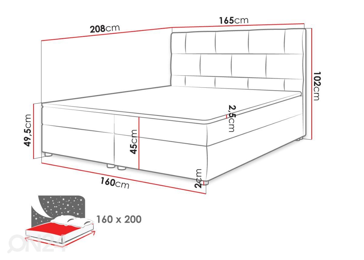 Континентальная кровать 160x200 cm увеличить размеры