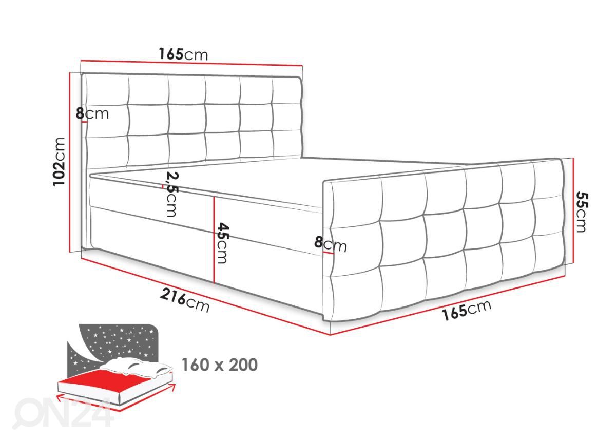 Континентальная кровать 160x200 cm увеличить размеры