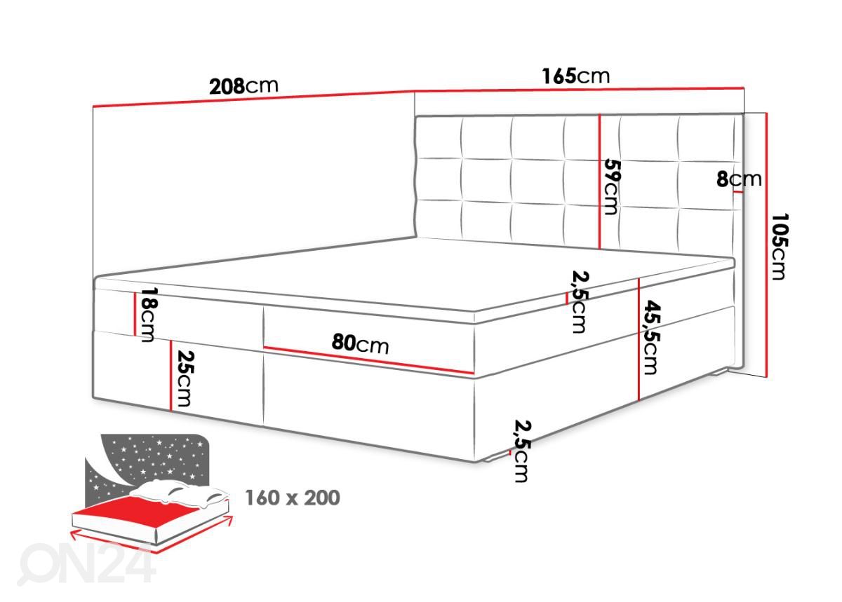 Континентальная кровать 160x200 cm увеличить размеры