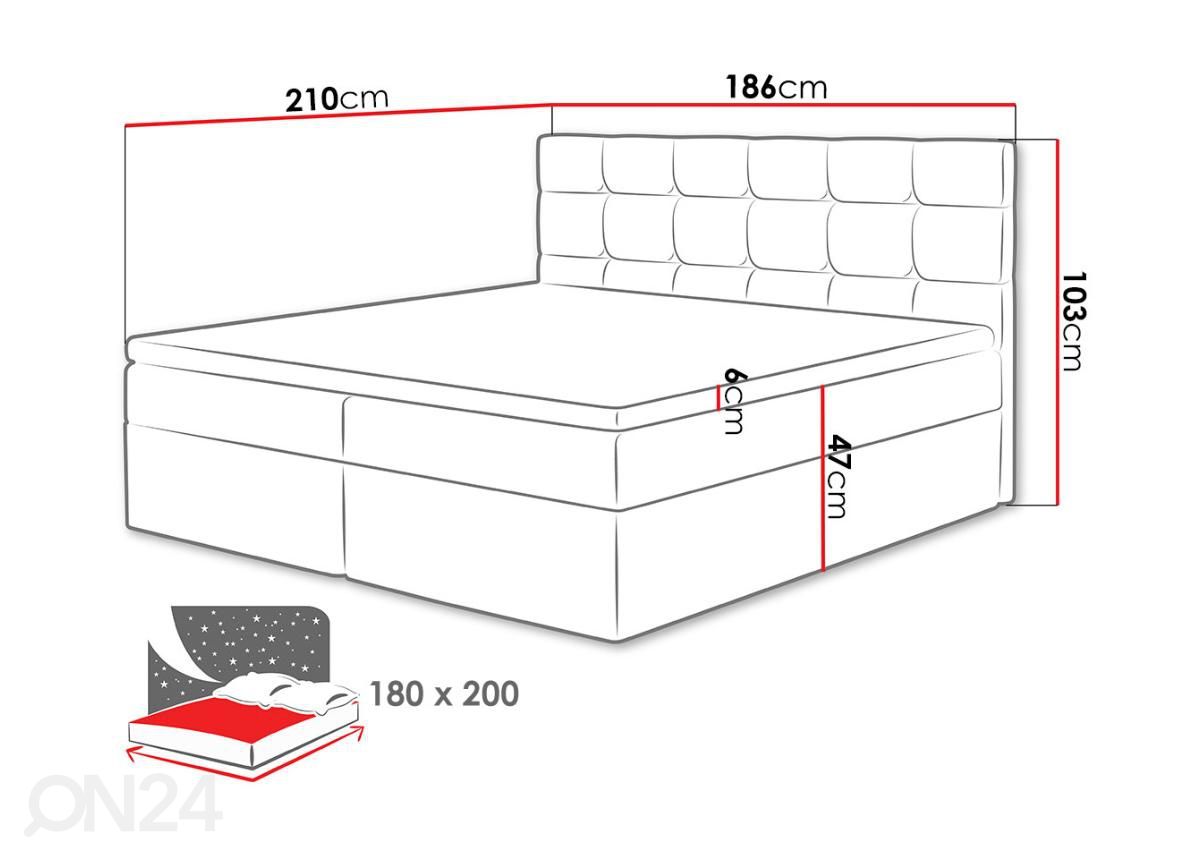 Континентальная кровать 180x200 cm увеличить размеры