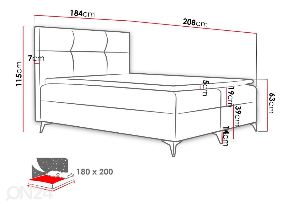 Континентальная кровать 180x200 cm увеличить размеры