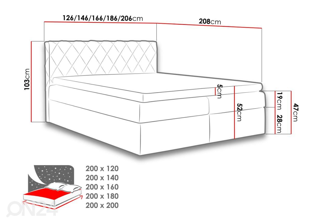 Континентальная кровать 180x200 cm увеличить размеры
