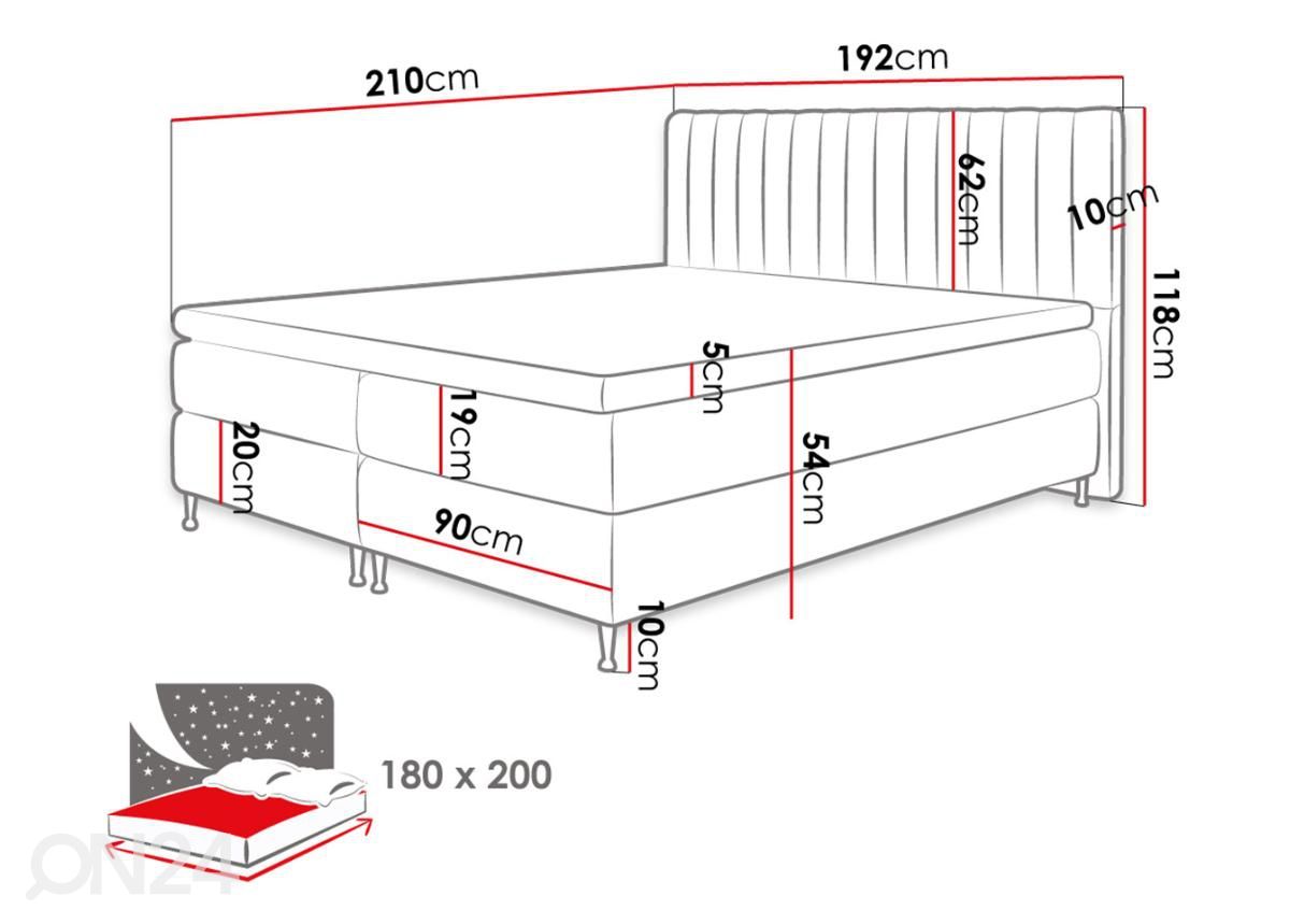 Континентальная кровать 180x200 cm увеличить размеры