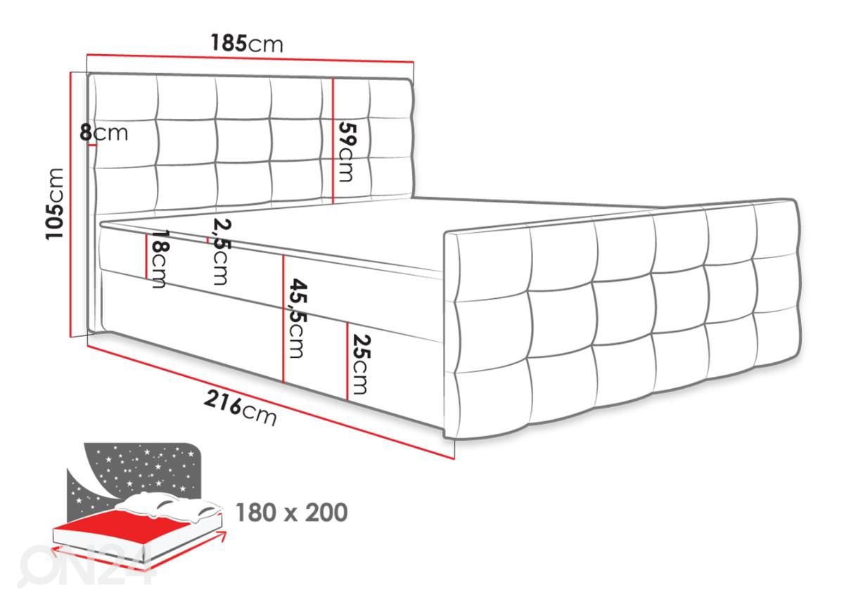 Континентальная кровать 180x200 cm увеличить размеры