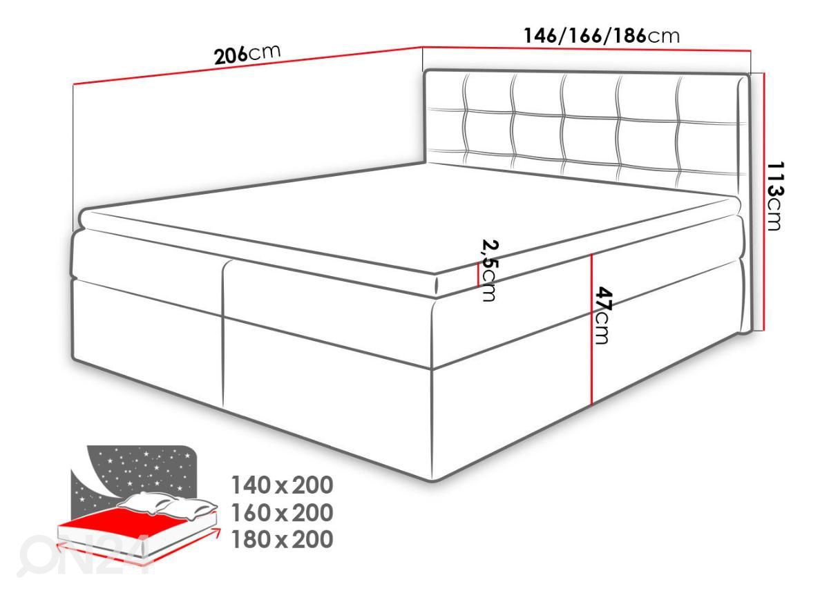 Континентальная кровать 180x200 cm увеличить размеры