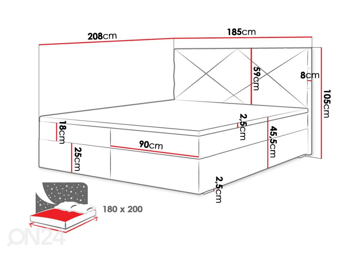 Континентальная кровать 180x200 cm увеличить размеры