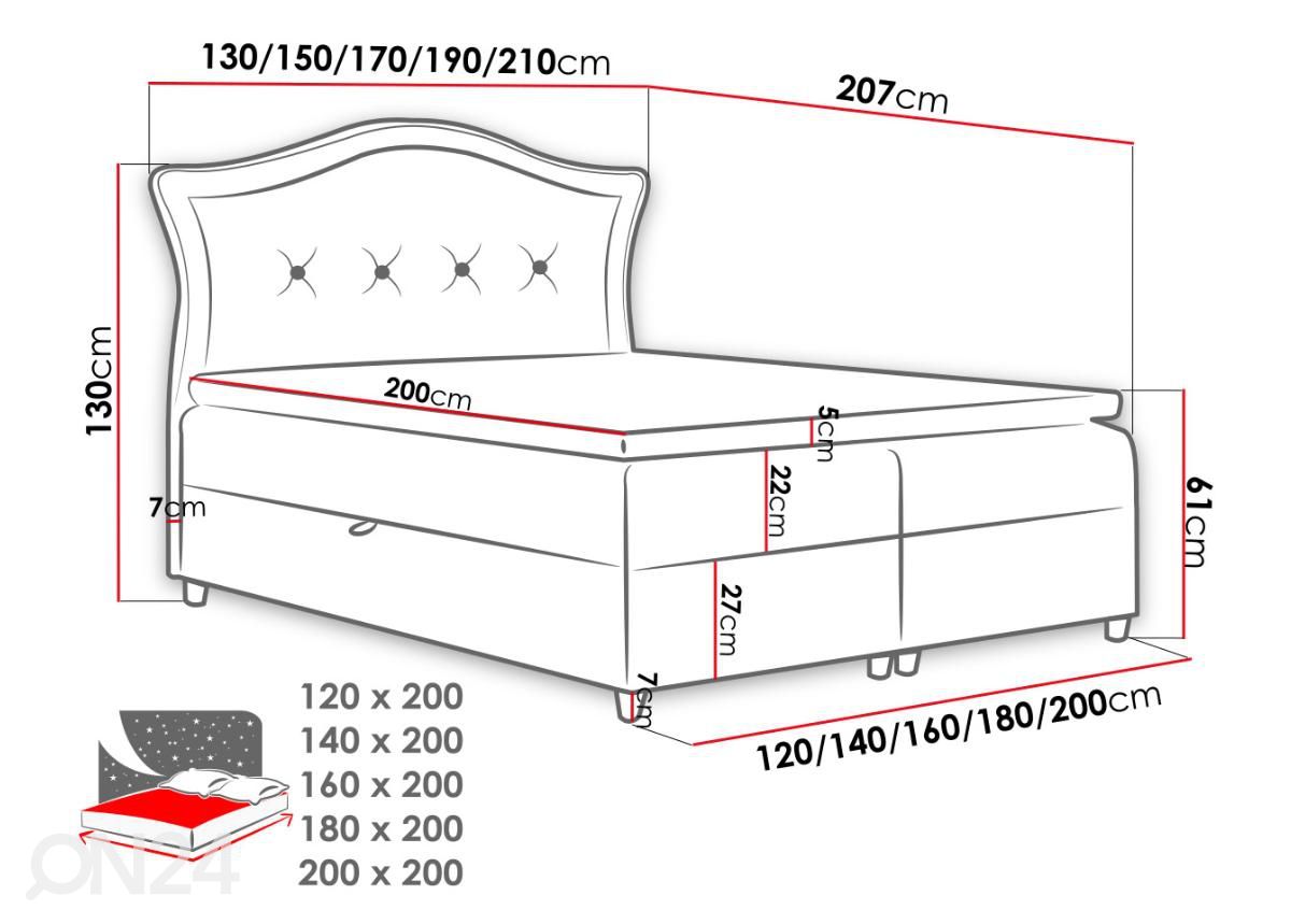 Континентальная кровать 200x200 cm увеличить размеры