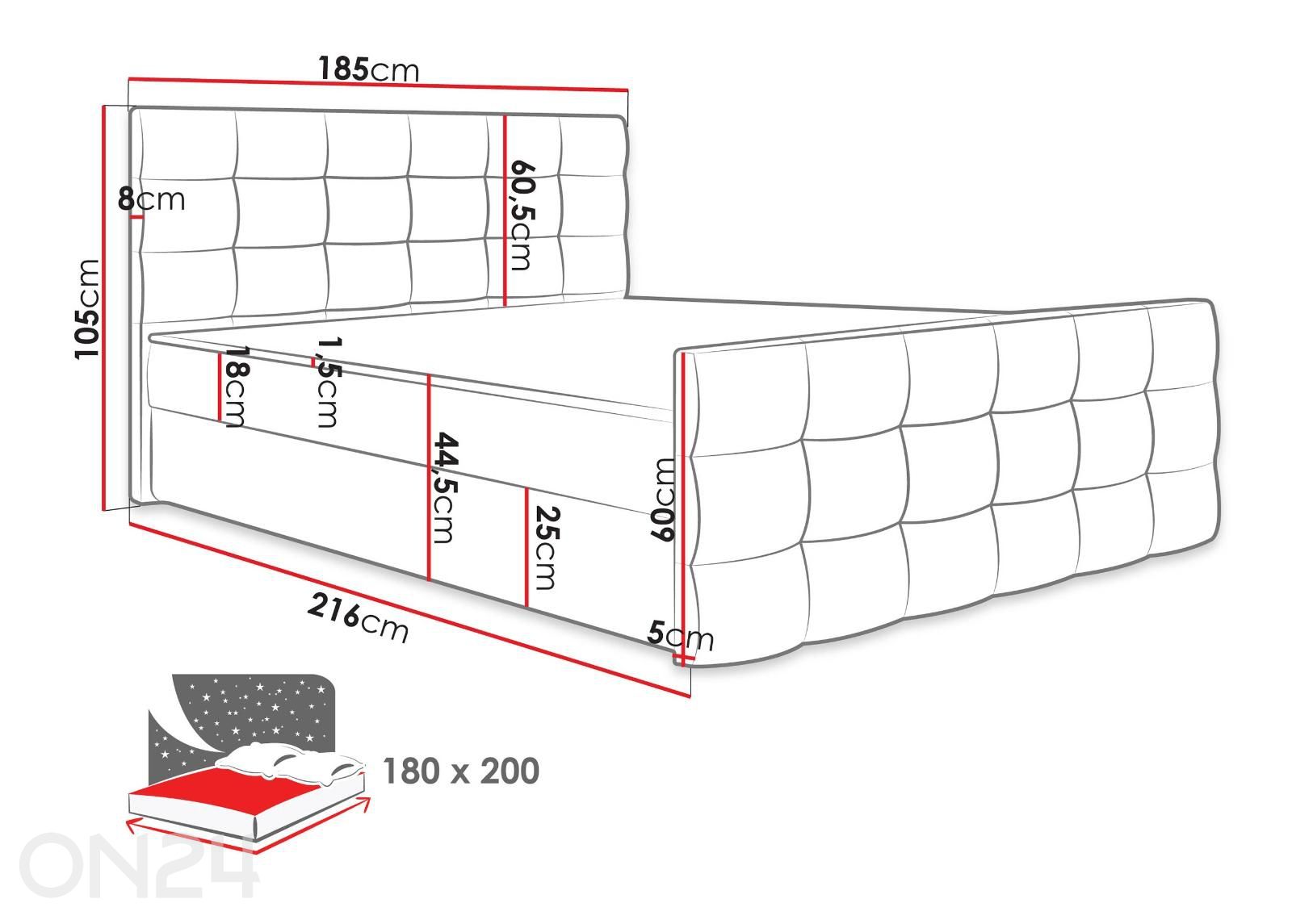 Континентальная кровать Alabama 180x200 см увеличить размеры