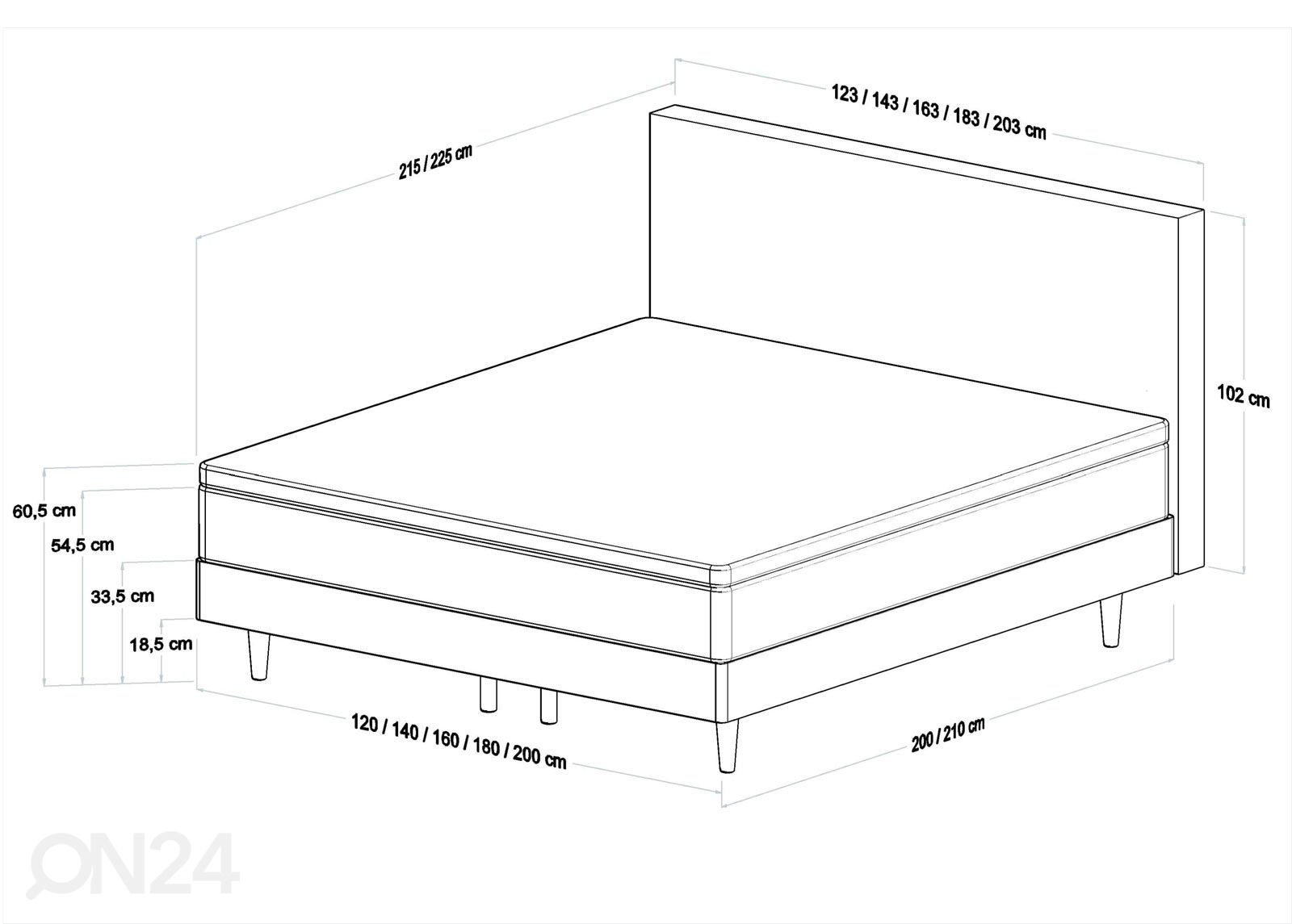 Континентальная кровать Fellin 140x200 cm увеличить размеры