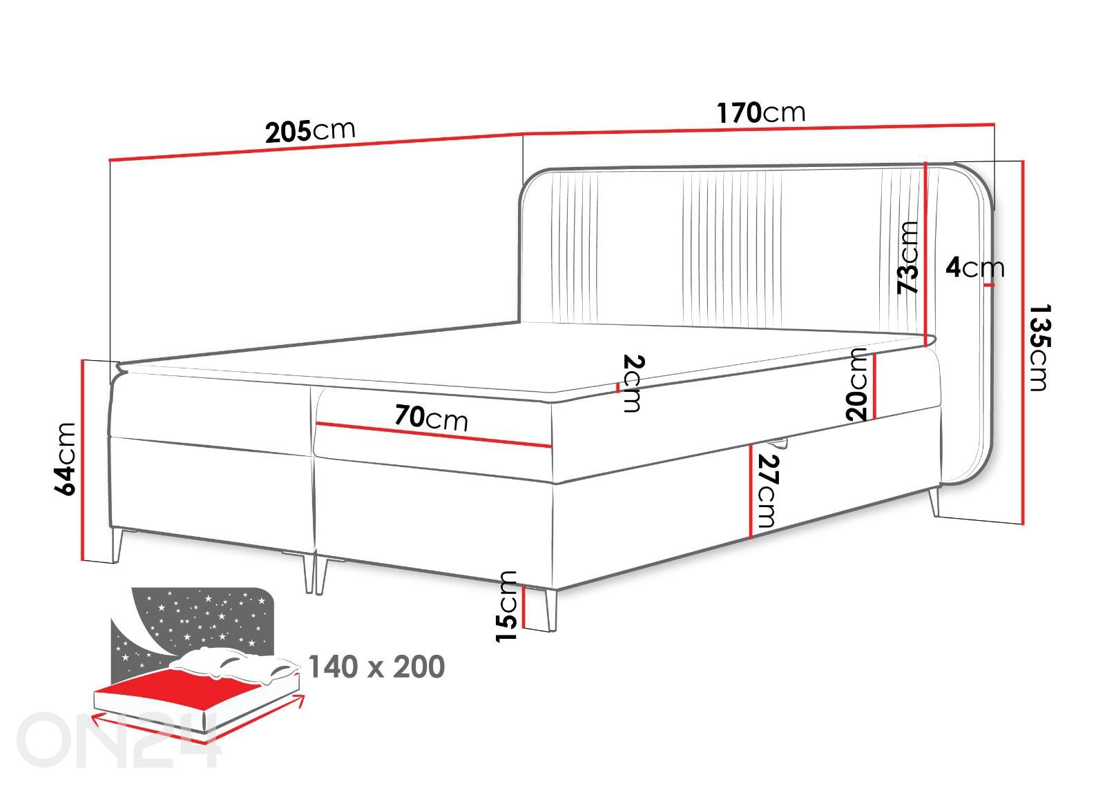 Континентальная кровать Fly 140x200 см увеличить размеры