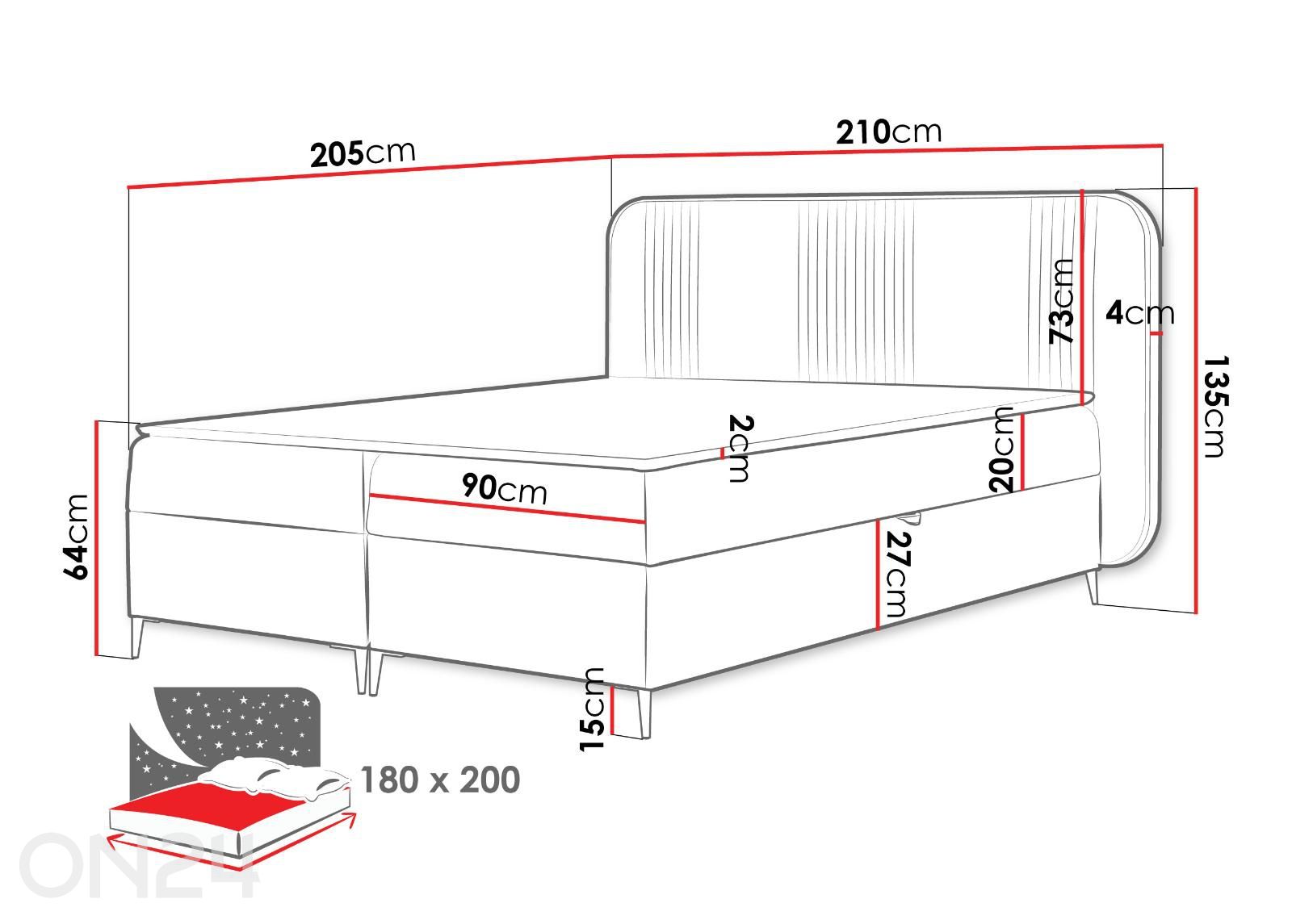 Континентальная кровать Fly 180x200 см увеличить размеры