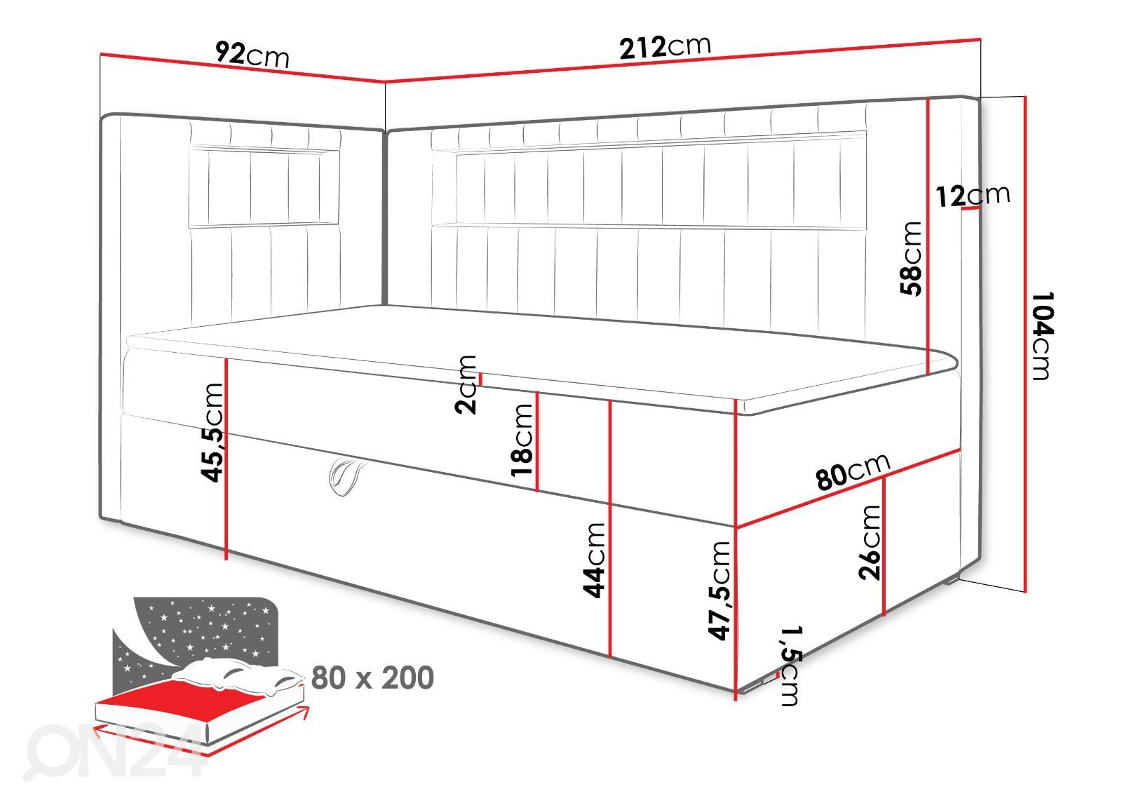 Континентальная кровать Gold III 80x200 см увеличить размеры
