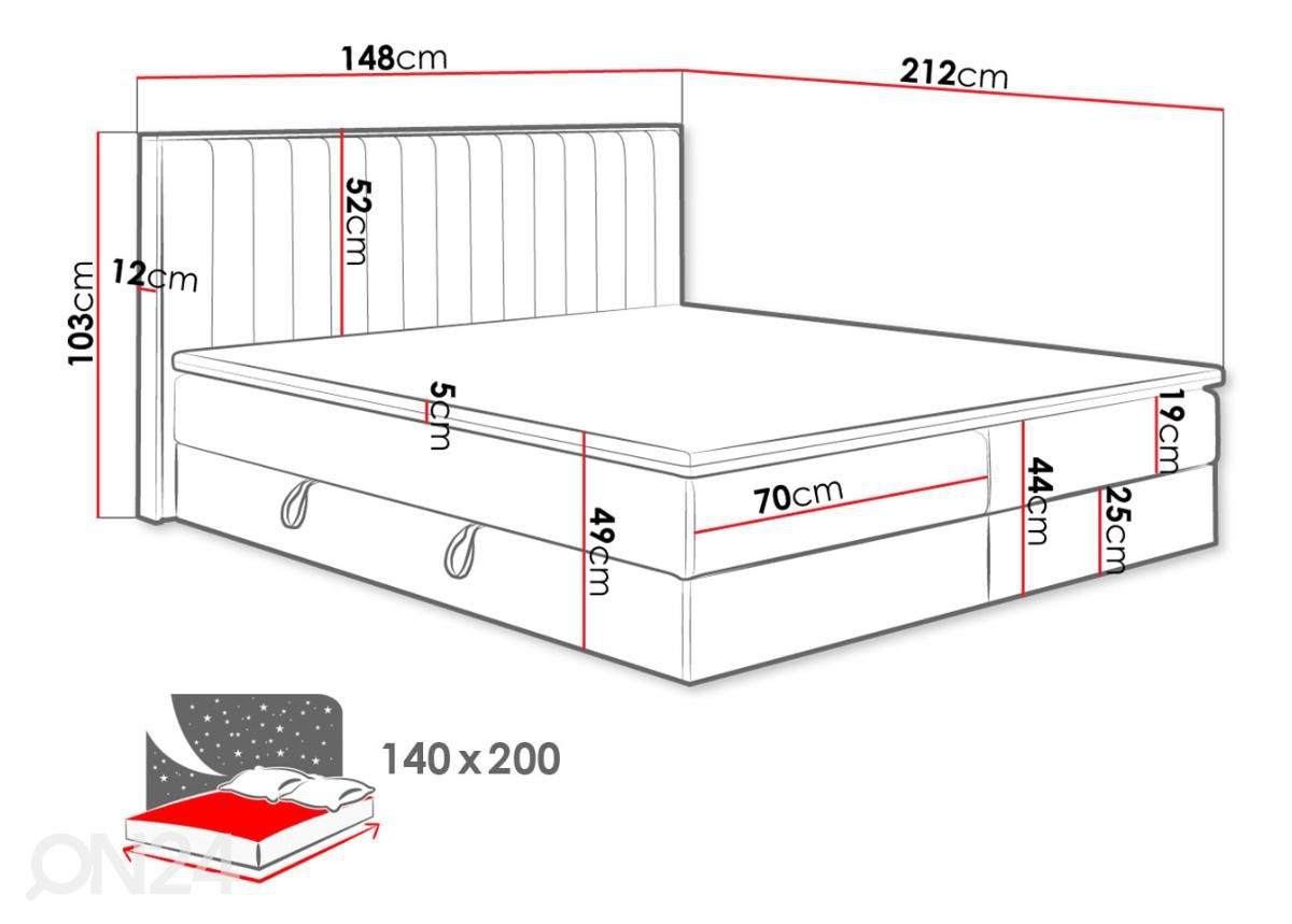 Континентальная кровать Harmony 140x200 cm увеличить размеры