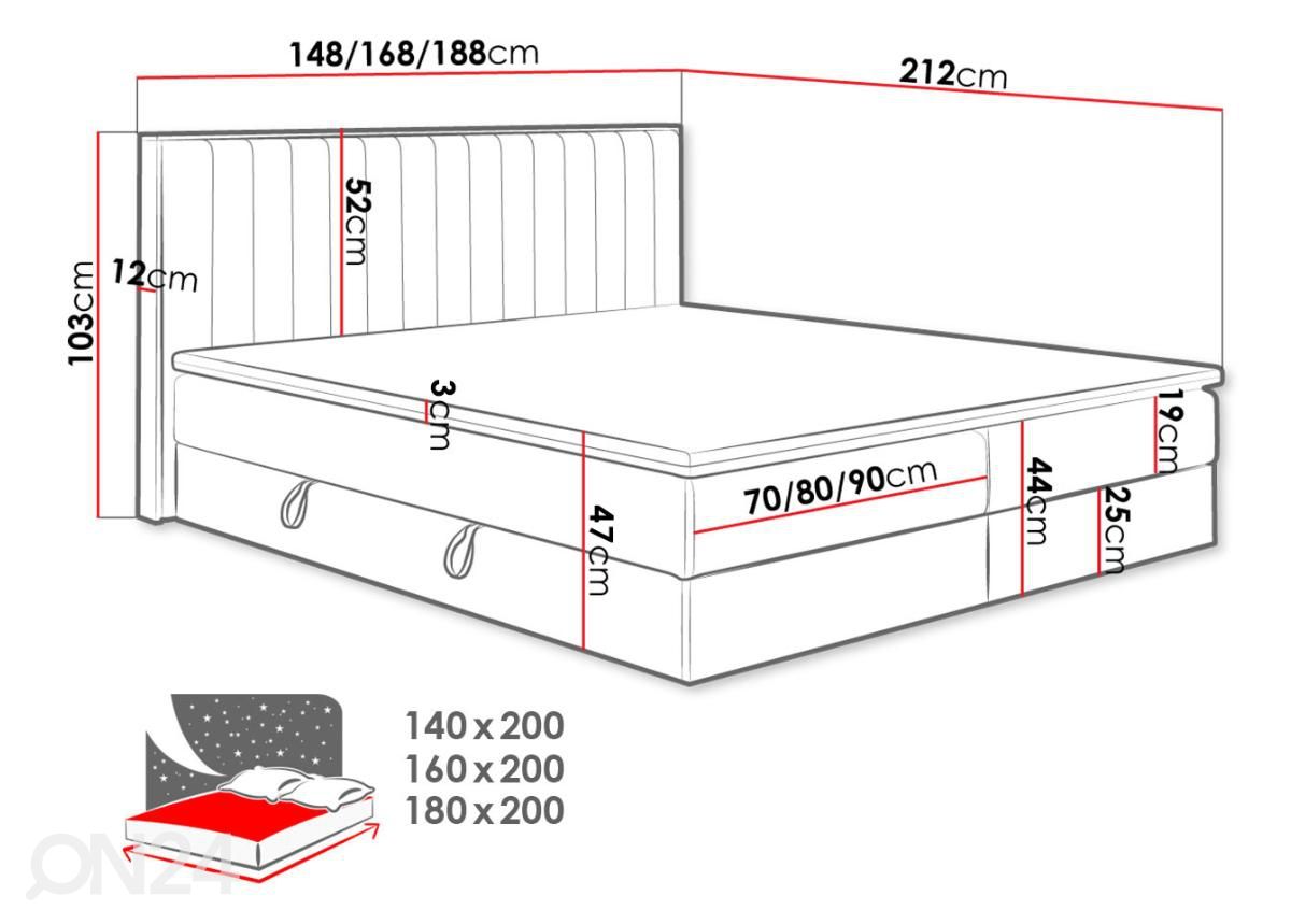 Континентальная кровать Harmony 140x200 cm увеличить размеры