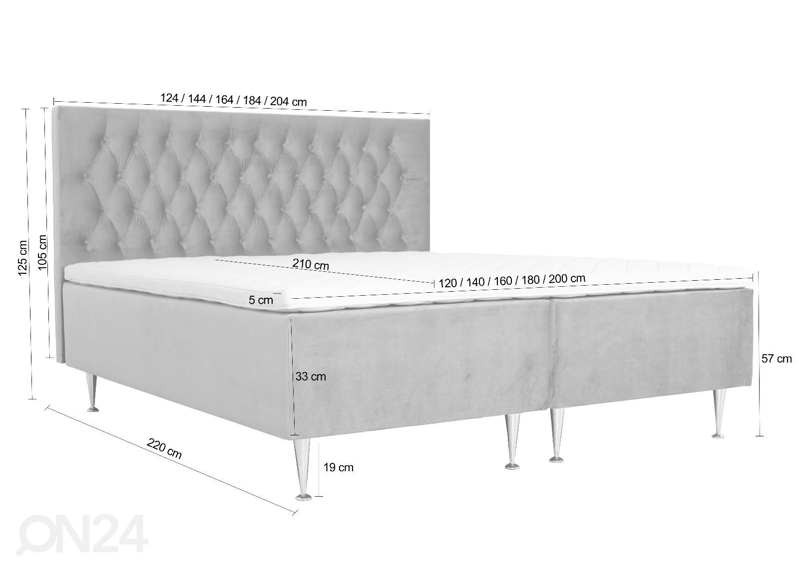 Континентальная кровать Loreen 200x210 см увеличить размеры
