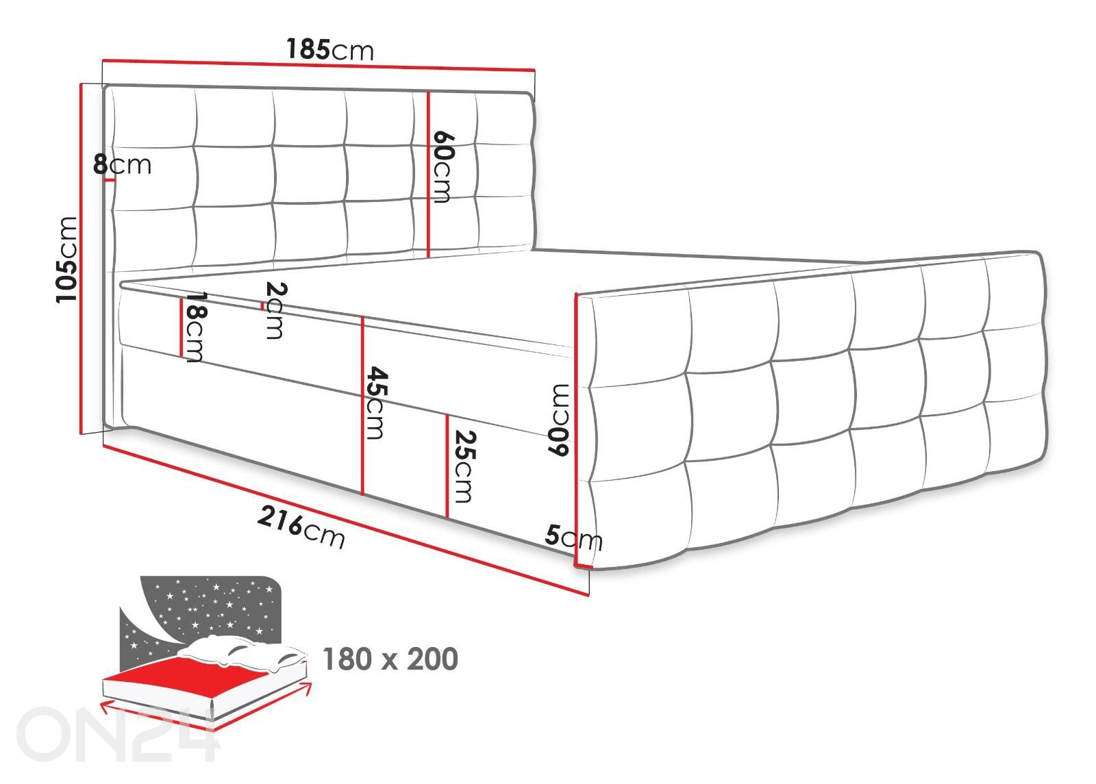 Континентальная кровать Milano 180x200 см увеличить размеры