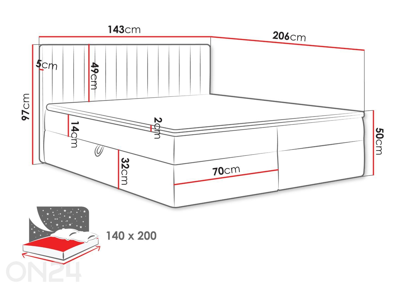 Континентальная кровать Tirulo 140x200 см увеличить размеры