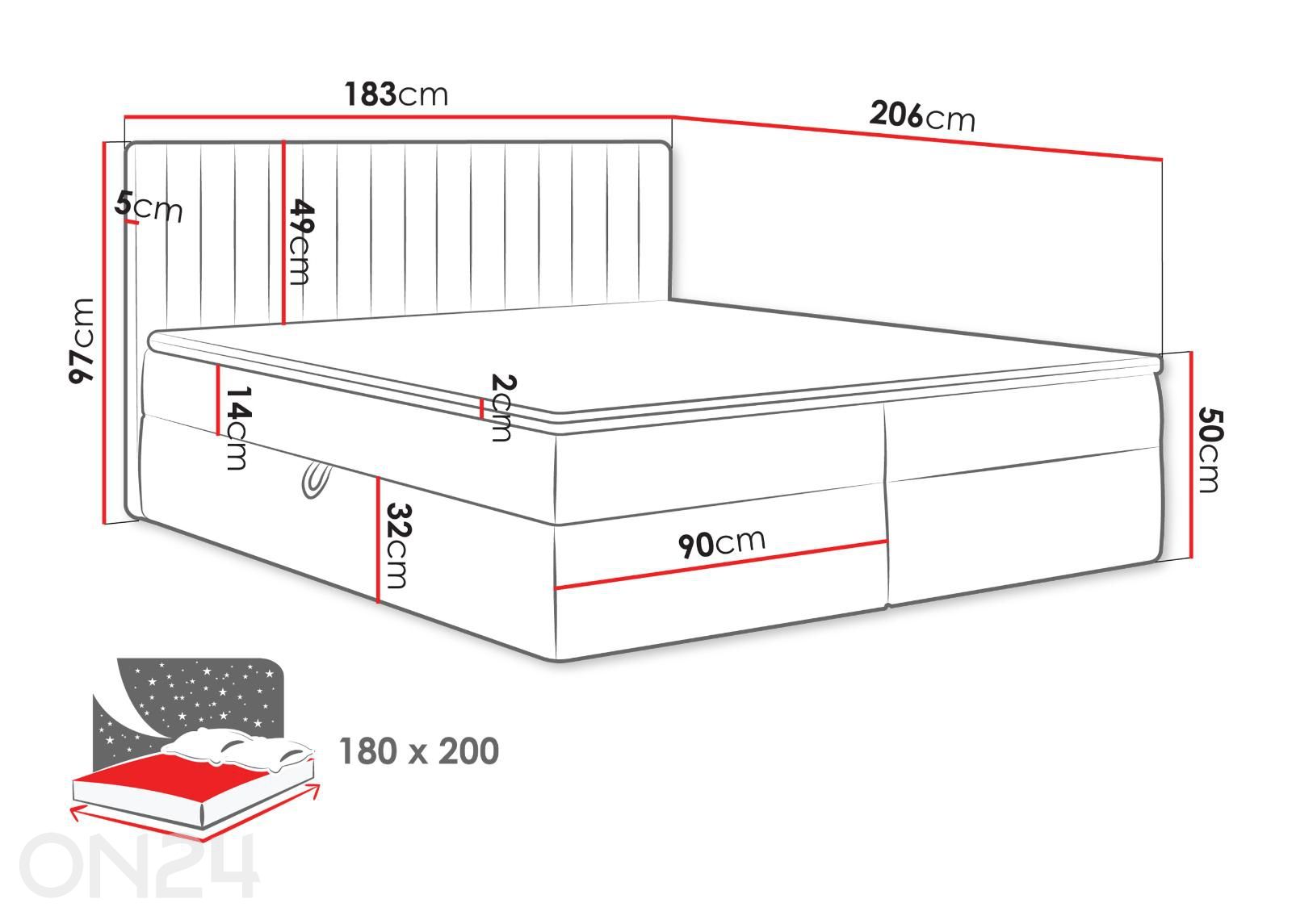 Континентальная кровать Tirulo 180x200 см увеличить размеры