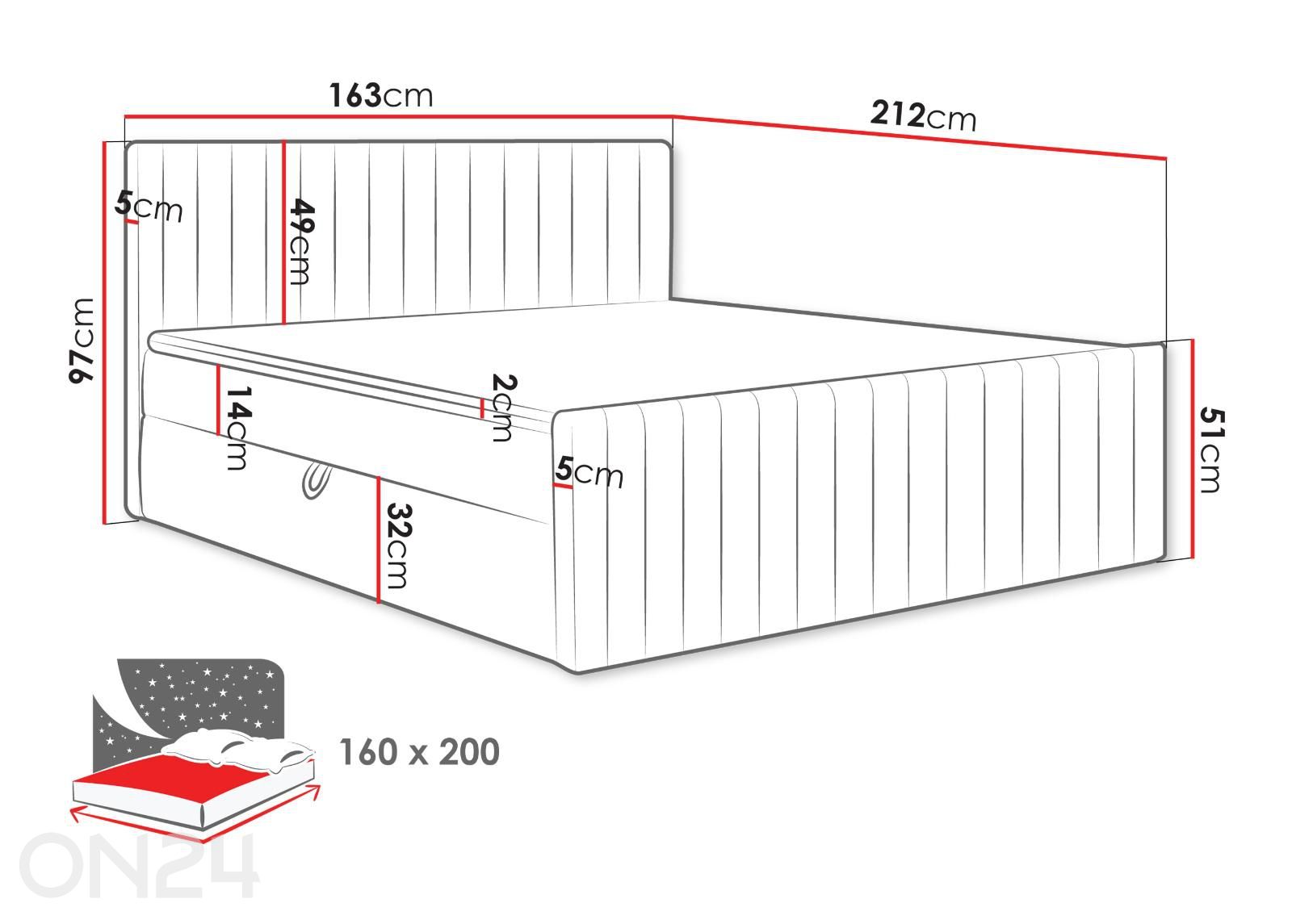 Континентальная кровать Tirulo FIX 160x200 см увеличить размеры